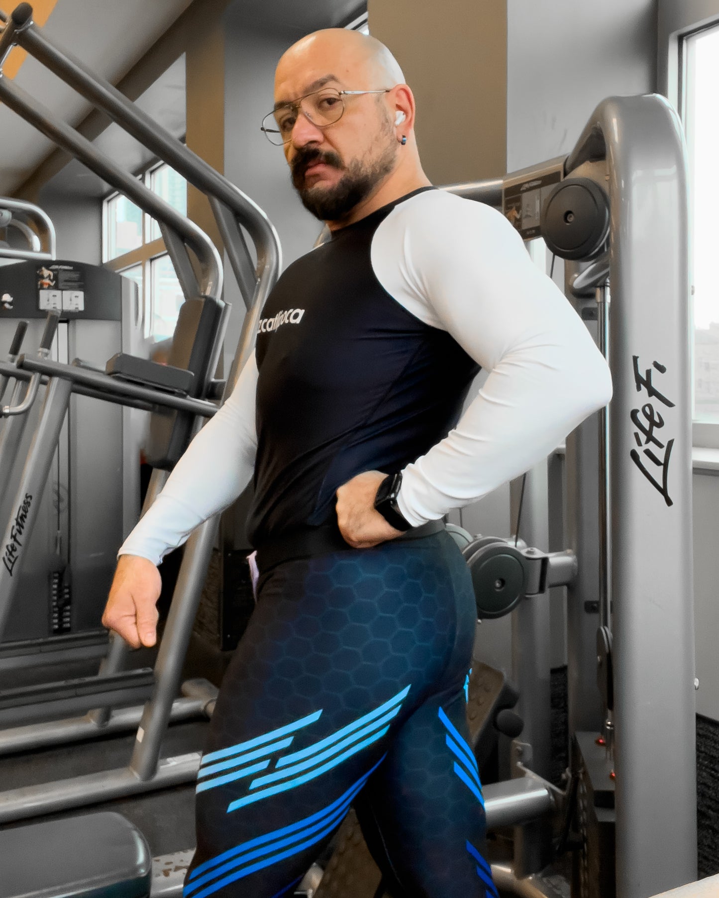 Classic Muscle Daddy Bodybuilding Tights (Black/Blue)