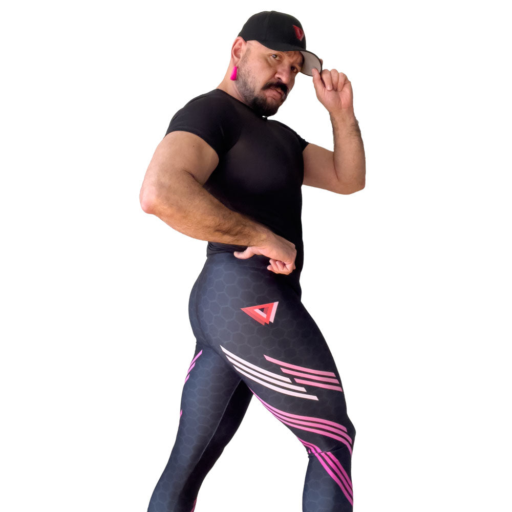 Classic Muscle Daddy Bodybuilding Tights (Black/Pink)