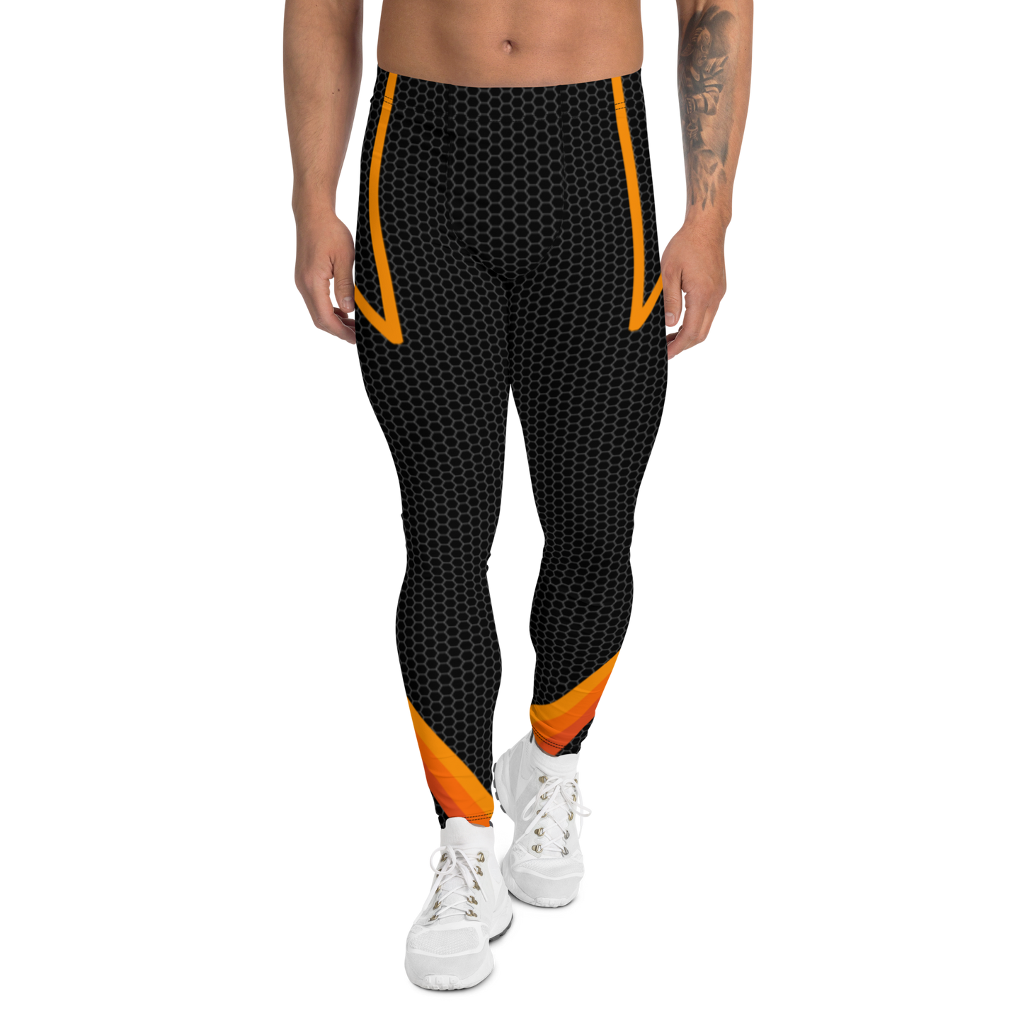 Electric Orange Plus-Size/High-Waisted Bodybuilding Tights
