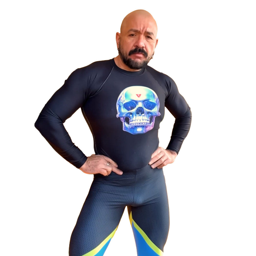 Hyperviolet Skull Long-Sleeve Spandex Top