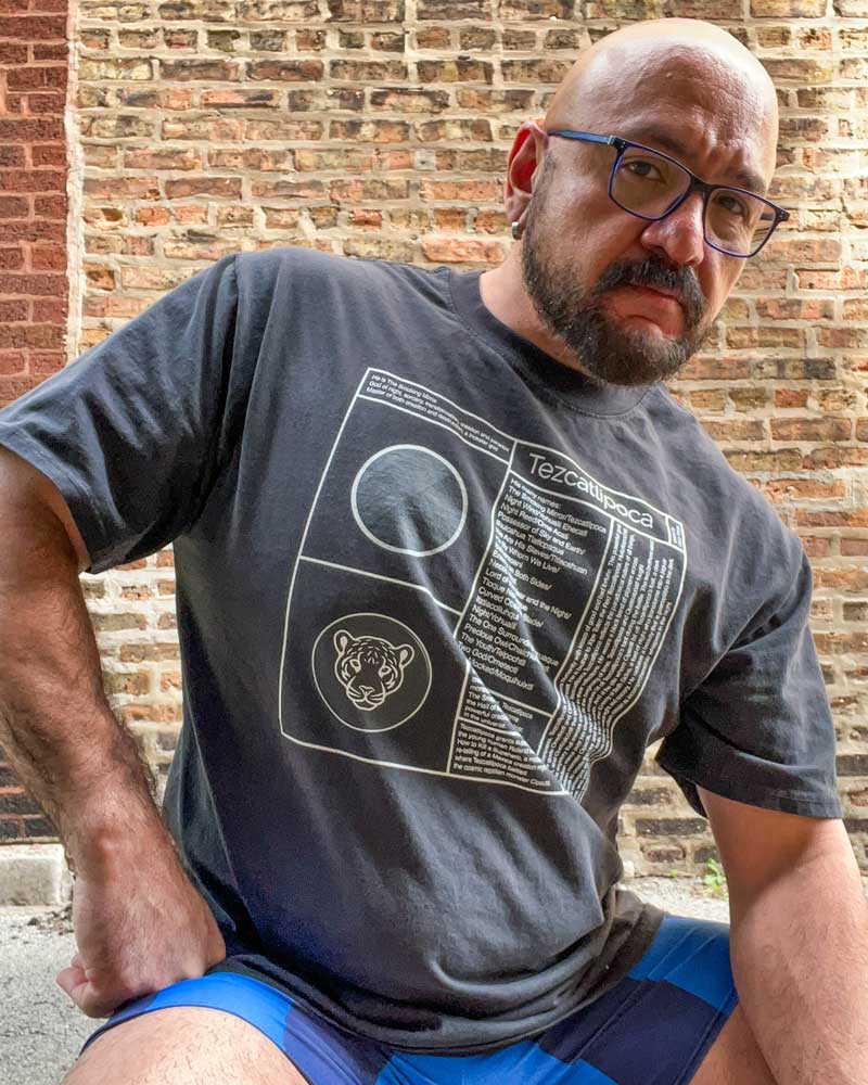 The Aztec God Tezcatlipoca Oversized Distressed Structured Cotton T-Shirt
