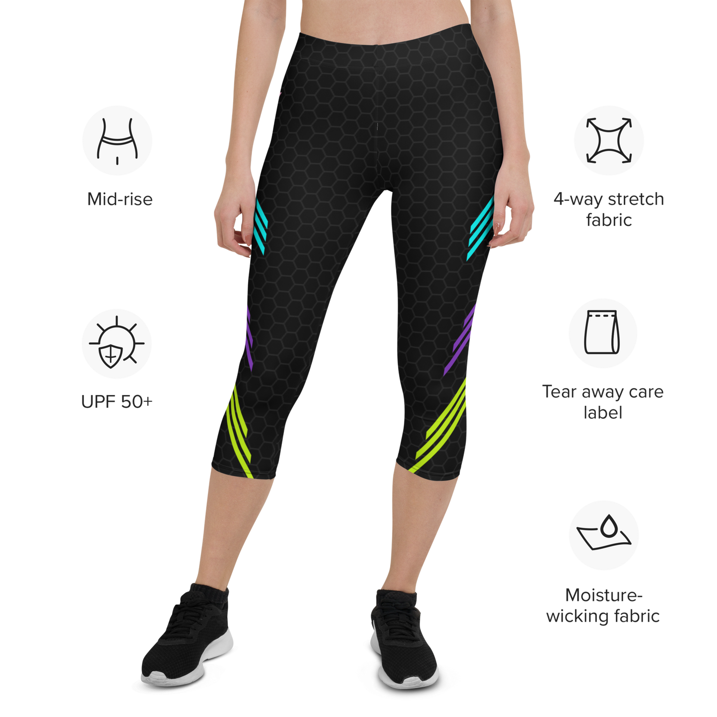 Classic Muscle Daddy Capri Bodybuilding Tights (Black/80's Neon)