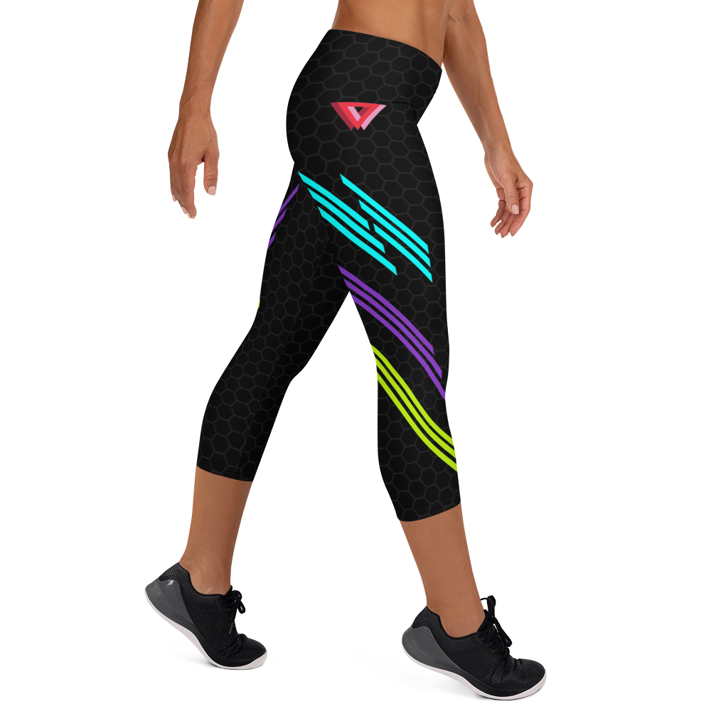 Classic Muscle Daddy Capri Bodybuilding Tights (Black/80's Neon)