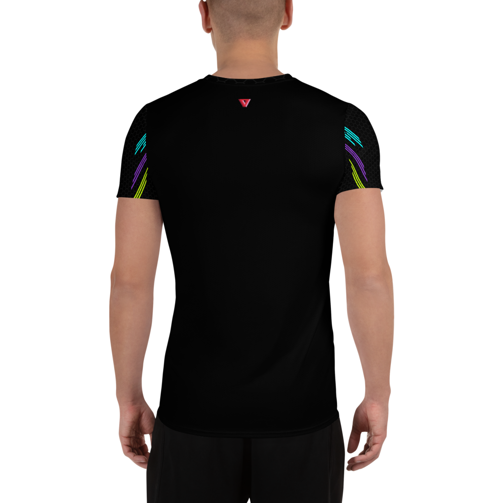 Classic Muscle Daddy Moisture-Wicking Workout T-Shirt (Black/80's Neon)