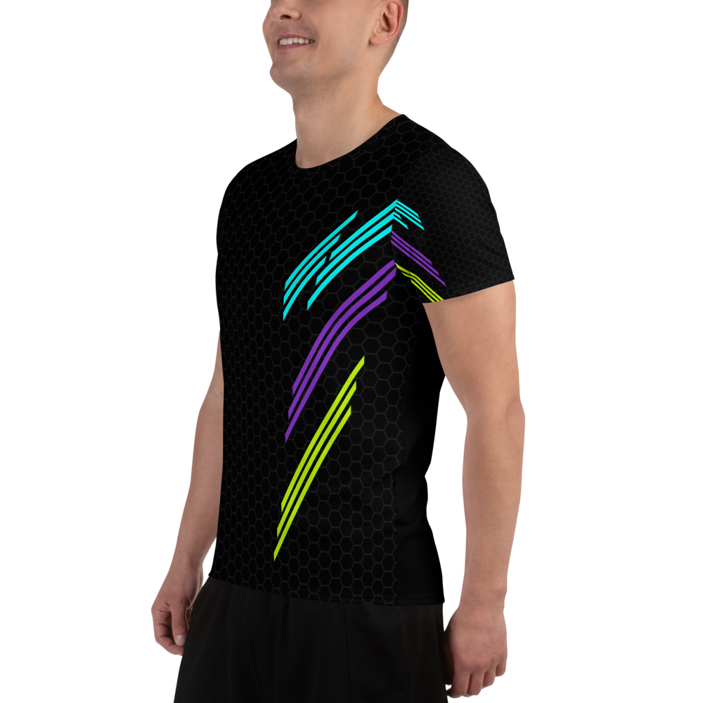 Classic Muscle Daddy Moisture-Wicking Workout T-Shirt (Black/80's Neon)