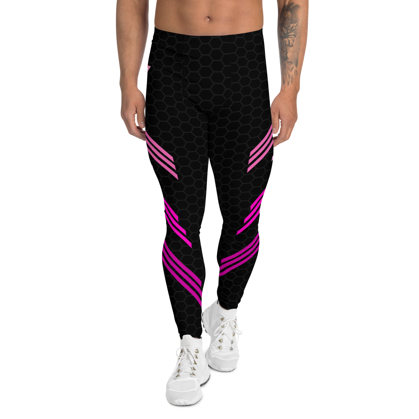 Classic Muscle Daddy Plus-Size/High-Waisted Bodybuilding Tights (Black/Pink)