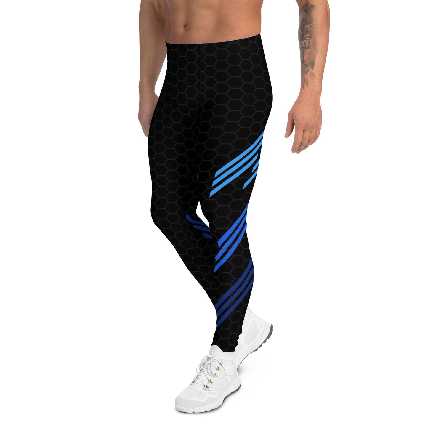 Classic Muscle Daddy High-Waisted, Plus-Size Bodybuilding Tights (Black/Blue)