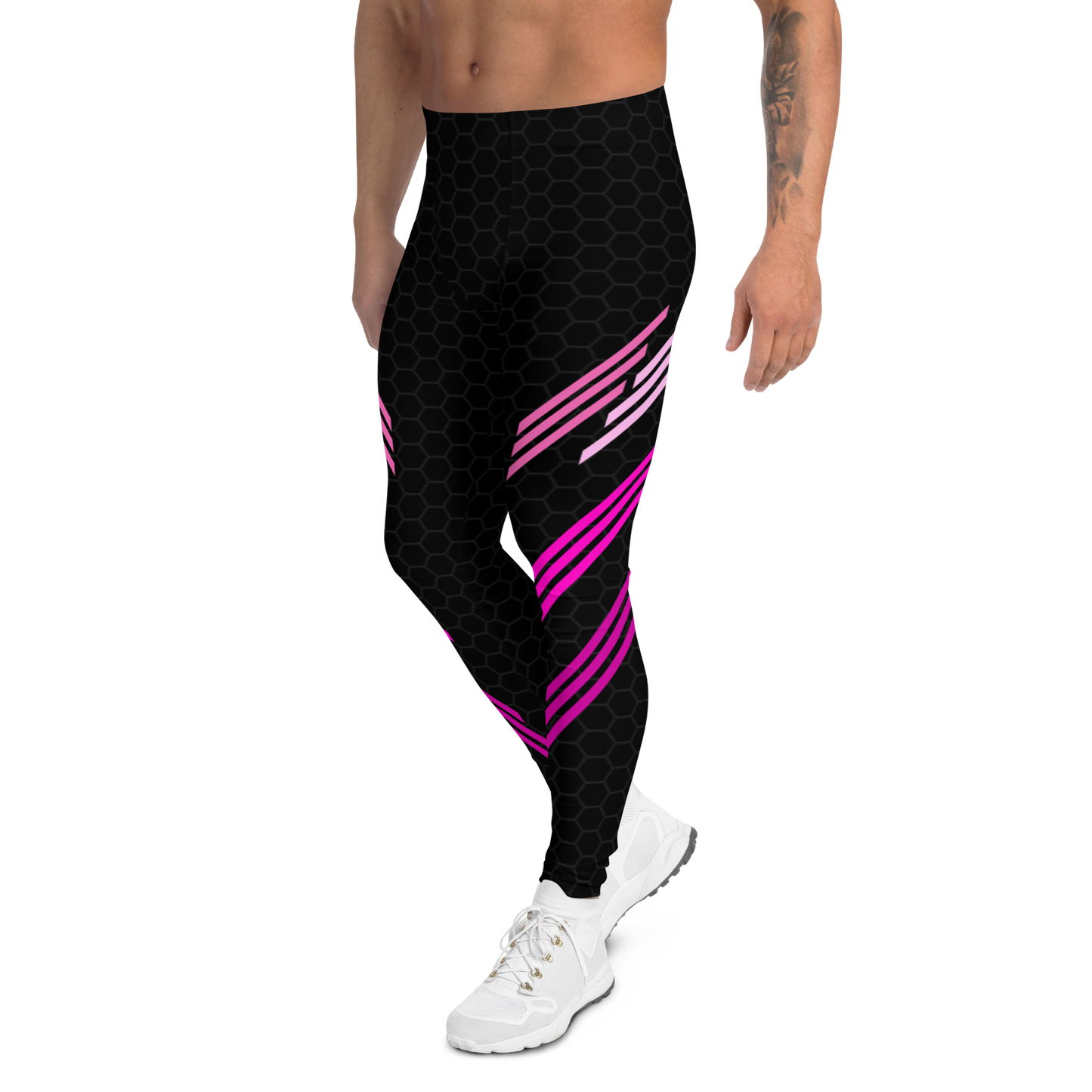 Classic Muscle Daddy Plus-Size/High-Waisted Bodybuilding Tights (Black/Pink)