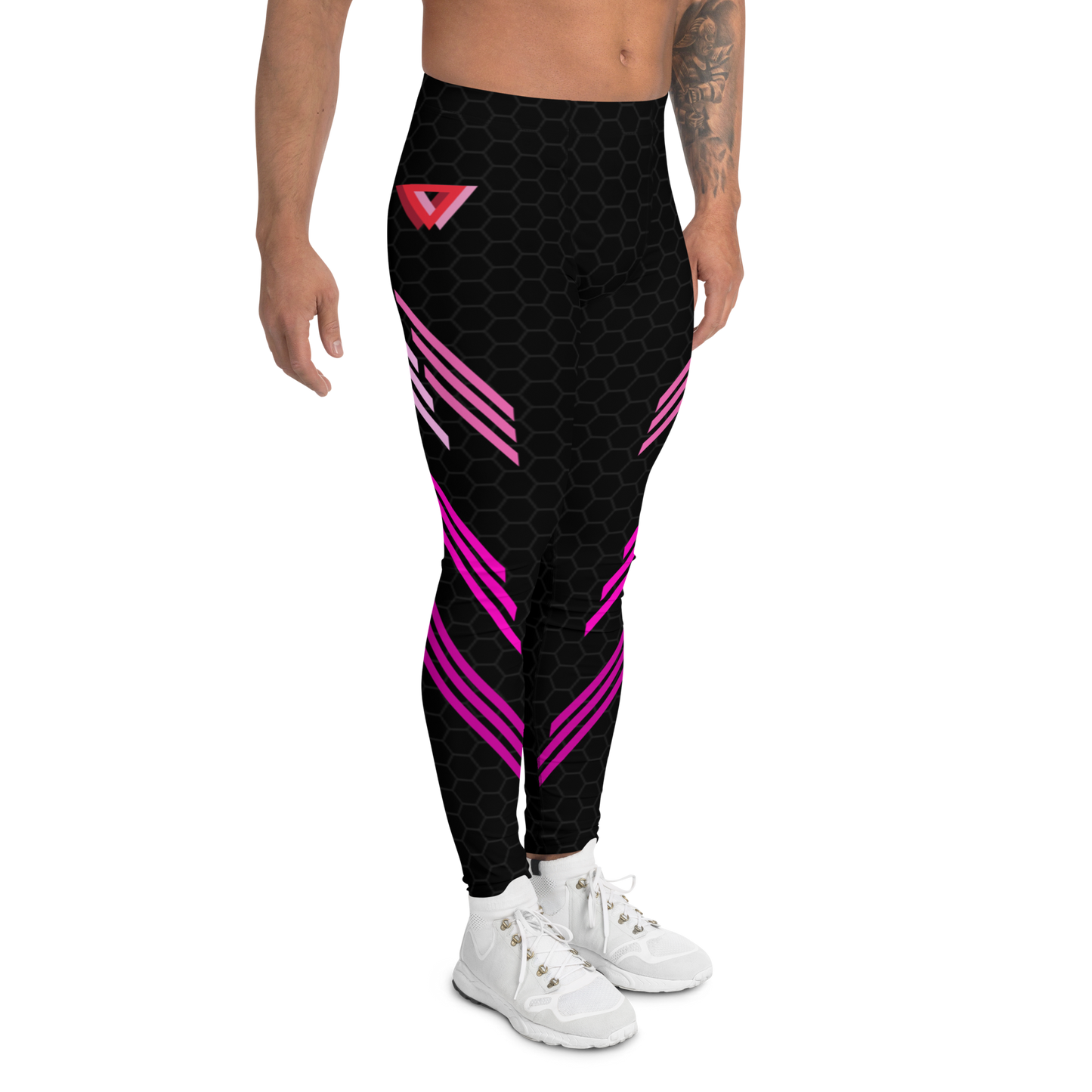 Classic Muscle Daddy Plus-Size/High-Waisted Bodybuilding Tights (Black/Pink)