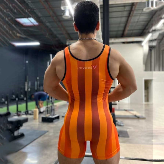 80's Retro Blood Orange Wrestling Singlet