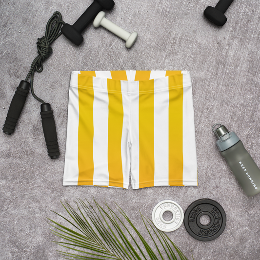 80's Retro White Gold Spandex Shorts