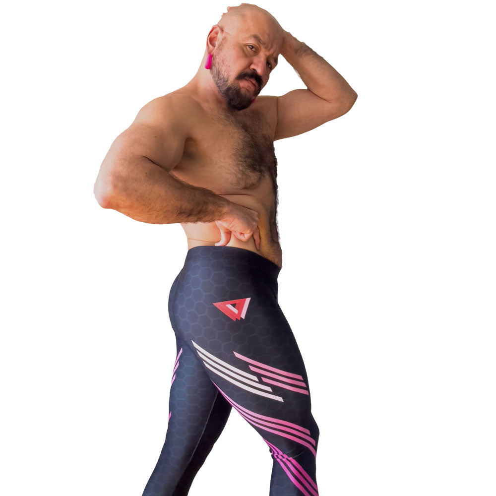 Classic Muscle Daddy Capri Bodybuilding Tights (Black/Pink)