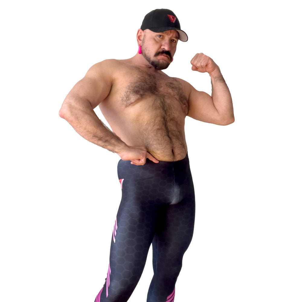 Classic Muscle Daddy Capri Bodybuilding Tights (Black/Pink)
