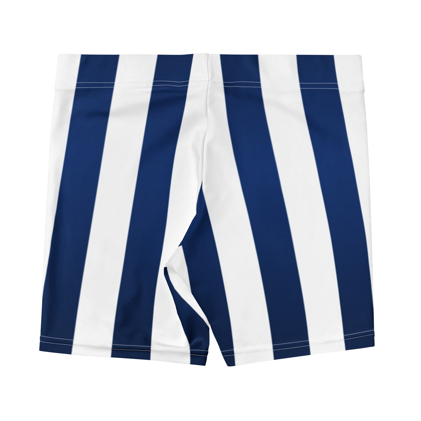 Spandex shorts with white and blue stripes