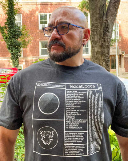 The Aztec God Tezcatlipoca Oversized Distressed Structured Cotton T-Shirt