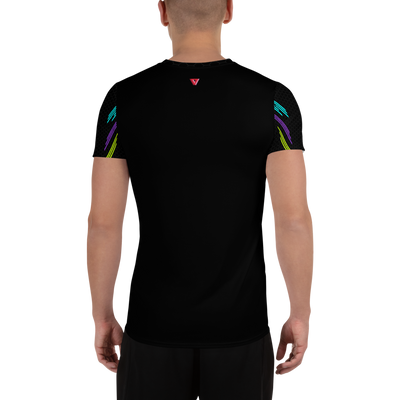 Classic Muscle Daddy Moisture-Wicking Workout T-Shirt (Black/80's Neon)