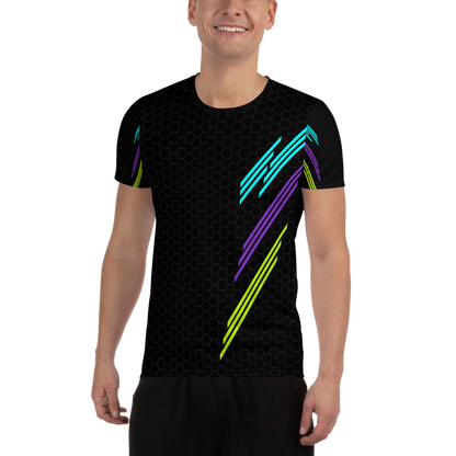 Classic Muscle Daddy Moisture-Wicking Workout T-Shirt (Black/80's Neon)