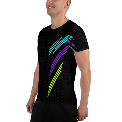 Classic Muscle Daddy Moisture-Wicking Workout T-Shirt (Black/80's Neon)