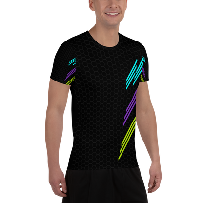 Classic Muscle Daddy Moisture-Wicking Workout T-Shirt (Black/80's Neon)