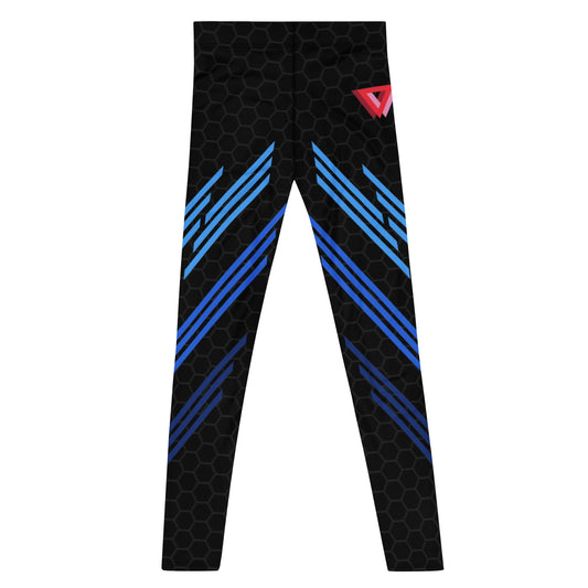 Classic Muscle Daddy High-Waisted, Plus-Size Bodybuilding Tights (Black/Blue)