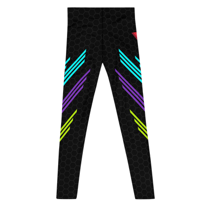 Classic Muscle Daddy Plus-Size/High-Waisted Bodybuilding Tights (Black/80's Neon)