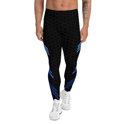 Classic Muscle Daddy High-Waisted, Plus-Size Bodybuilding Tights (Black/Blue)