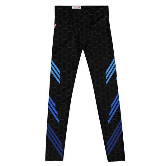Classic Muscle Daddy High-Waisted, Plus-Size Bodybuilding Tights (Black/Blue)