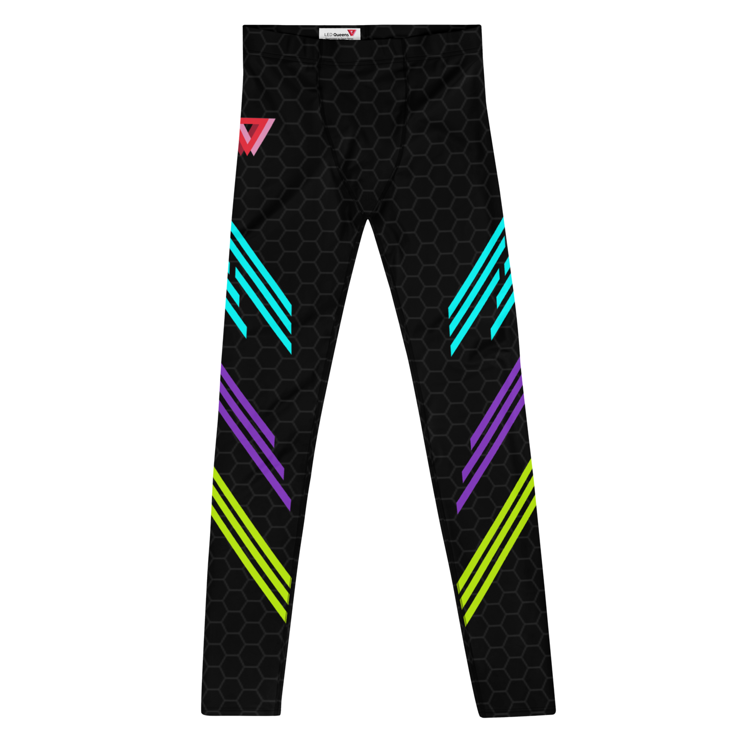Classic Muscle Daddy Plus-Size/High-Waisted Bodybuilding Tights (Black/80's Neon)