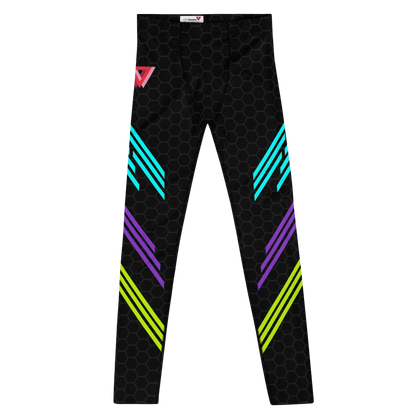 Classic Muscle Daddy Plus-Size/High-Waisted Bodybuilding Tights (Black/80's Neon)