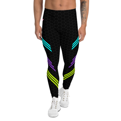 Classic Muscle Daddy Plus-Size/High-Waisted Bodybuilding Tights (Black/80's Neon)