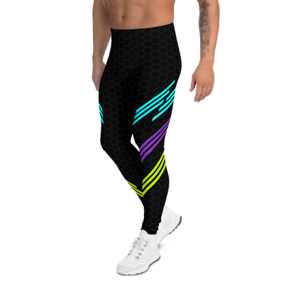 Classic Muscle Daddy Plus-Size/High-Waisted Bodybuilding Tights (Black/80's Neon)