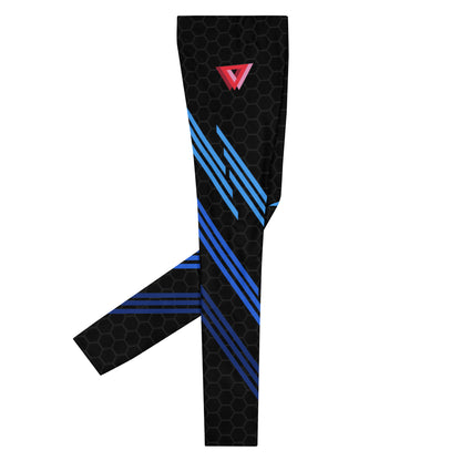 Classic Muscle Daddy High-Waisted, Plus-Size Bodybuilding Tights (Black/Blue)