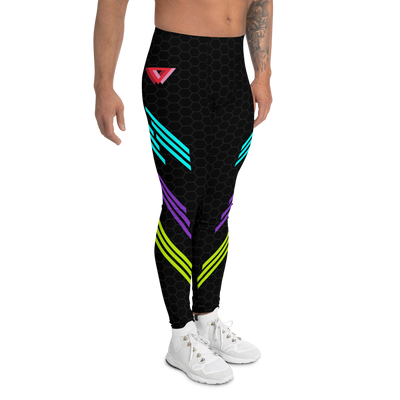 Classic Muscle Daddy Plus-Size/High-Waisted Bodybuilding Tights (Black/80's Neon)