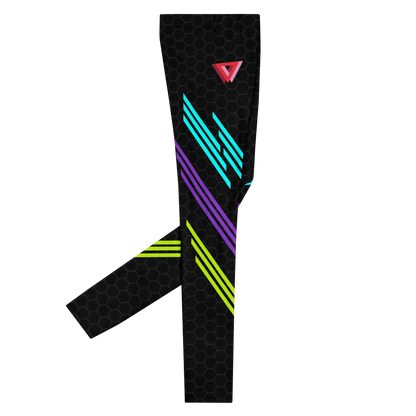 Classic Muscle Daddy Plus-Size/High-Waisted Bodybuilding Tights (Black/80's Neon)