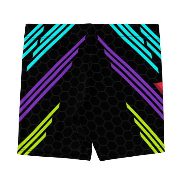 Classic Muscle Daddy Spandex Shorts (Black/80's Neon) LED Queens