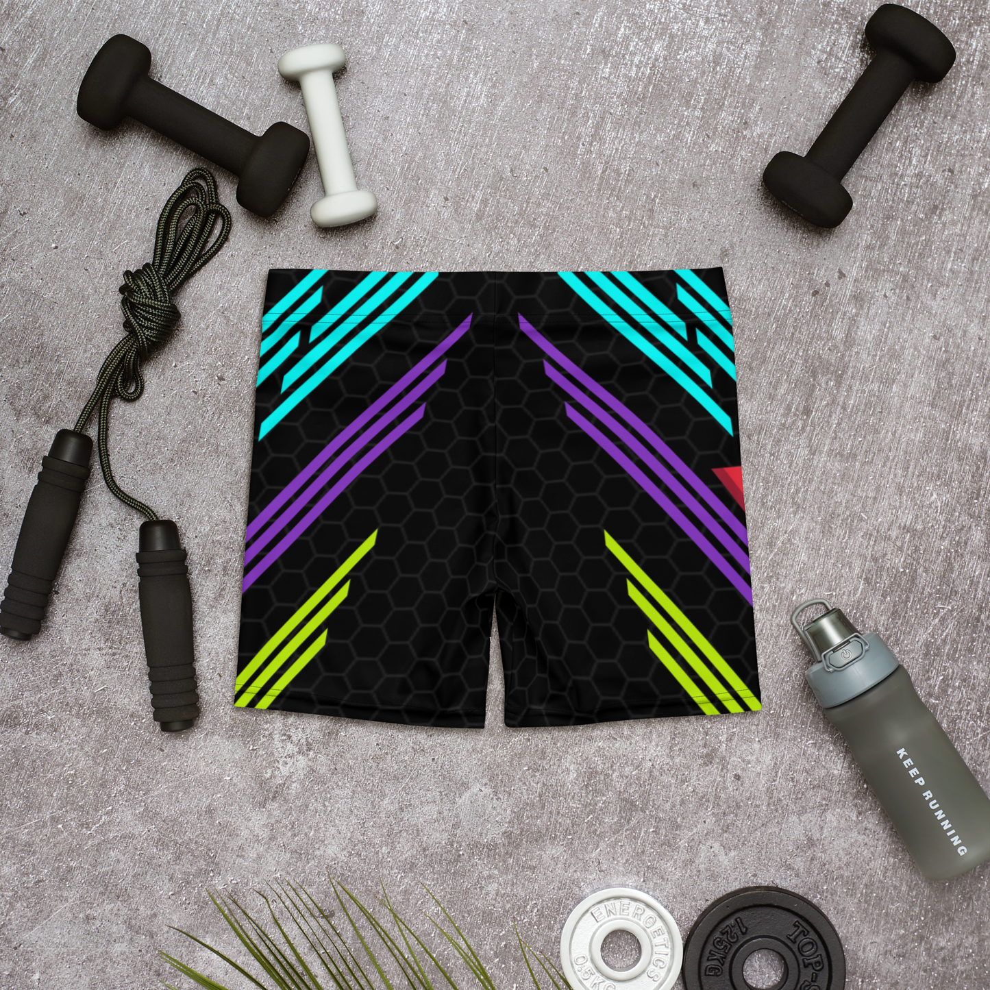 Classic Muscle Daddy Spandex Shorts (Black/80's Neon)