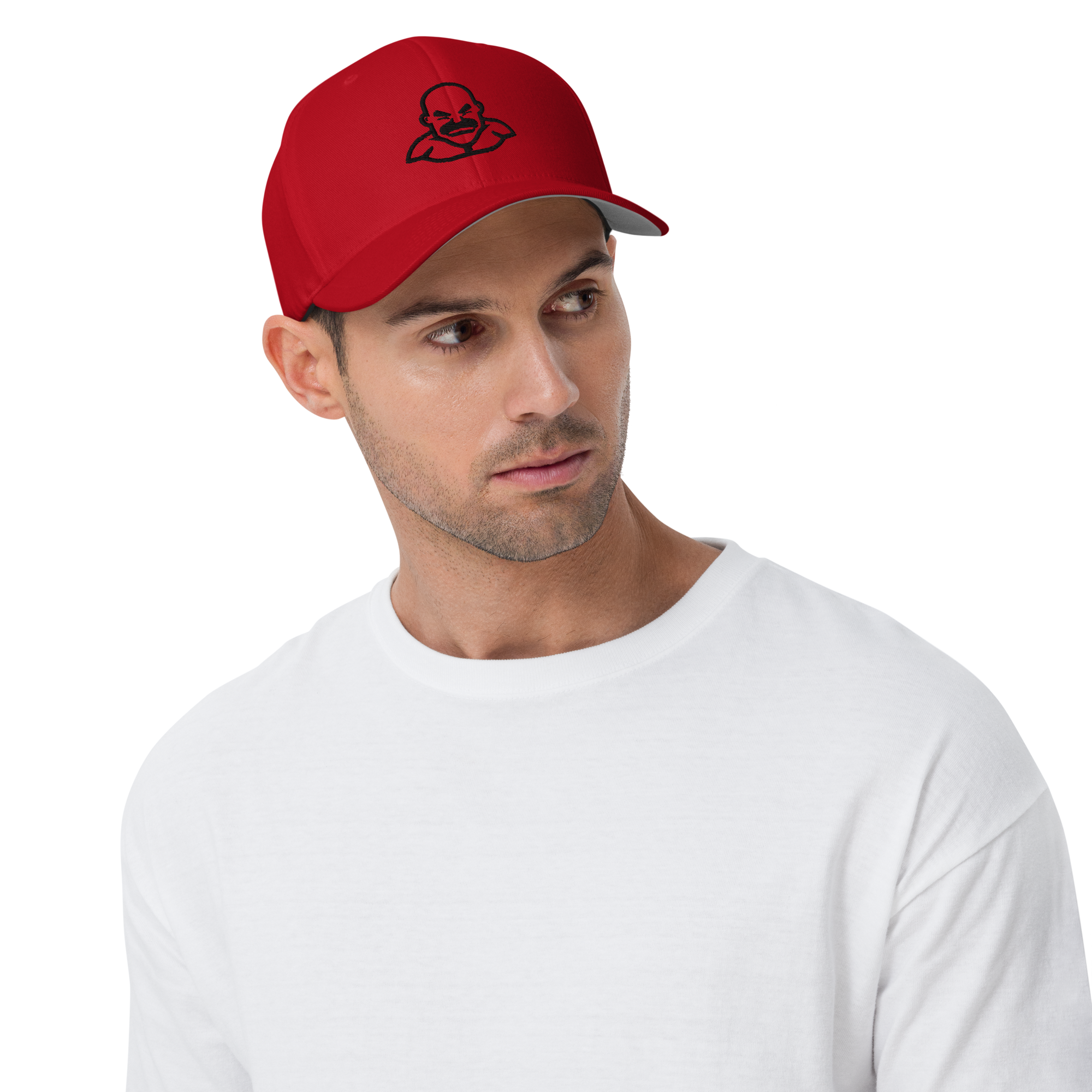 Mustached Bodybuilder Curved Brim Closed Back Baseball Hat