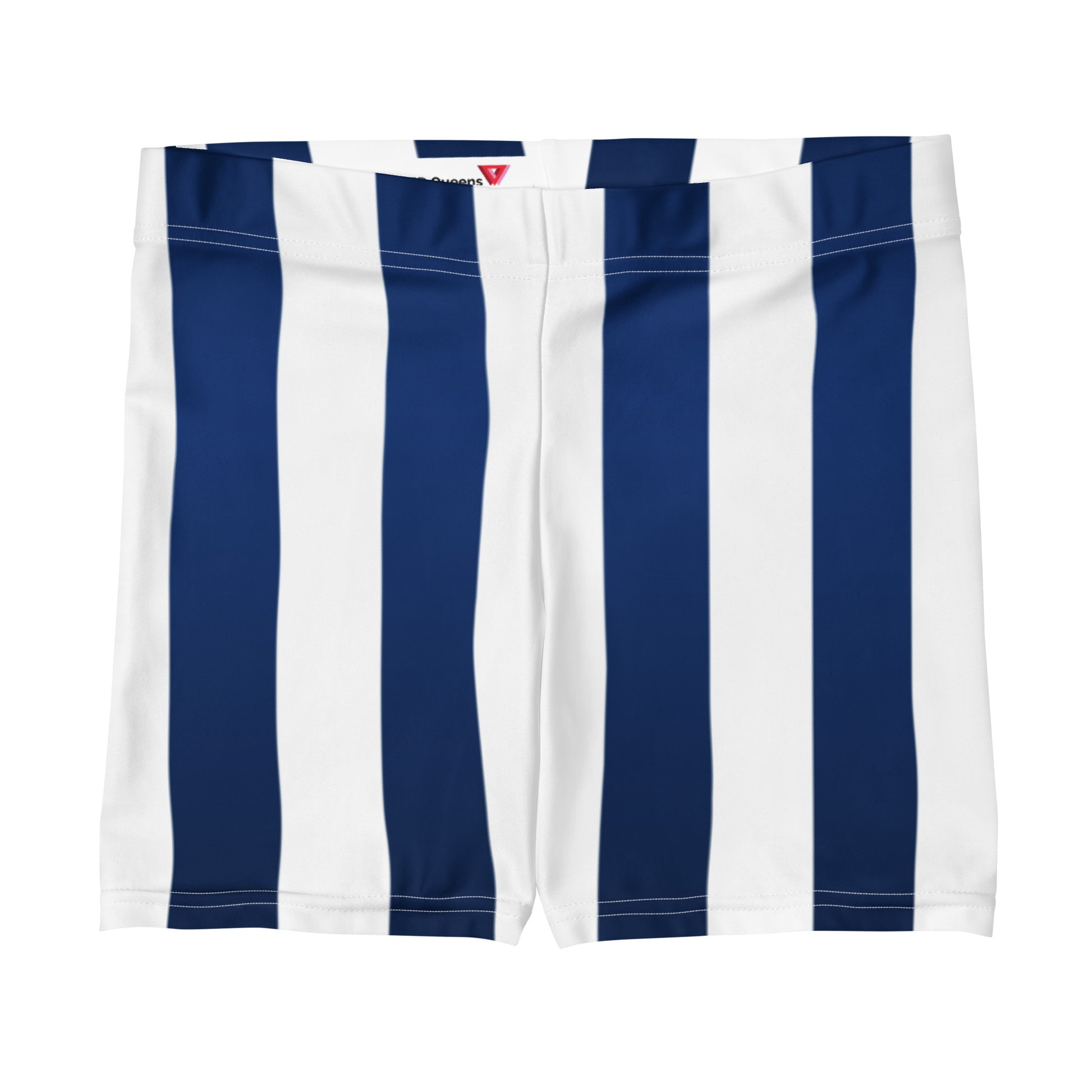 Spandex shorts with white and blue stripes