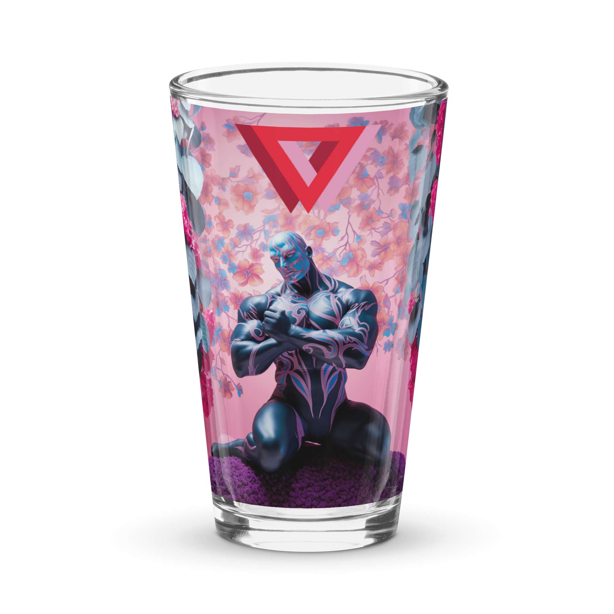 Obsidian Floral Daddy Pint Glass