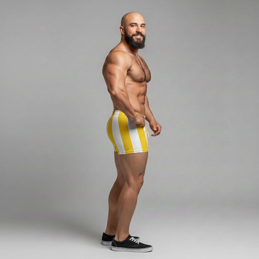 80's Retro White Gold Spandex Shorts