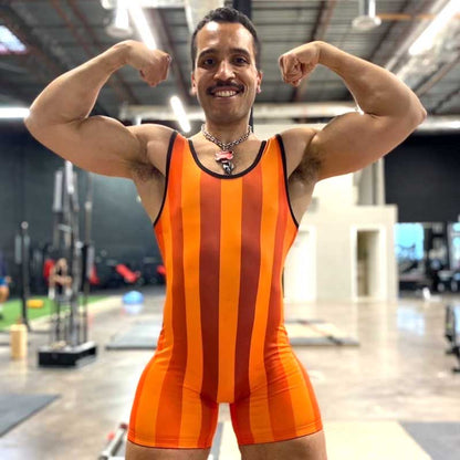 80's Retro Blood Orange Wrestling Singlet