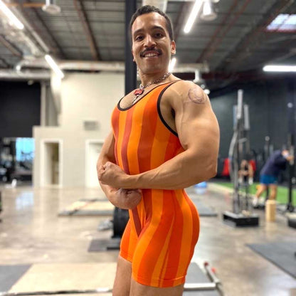 80's Retro Blood Orange Wrestling Singlet